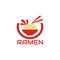 Illustration vector graphic of ramen on the bowl with chopstick showing water splash red color