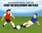 illustration vector graphic of a striker tackles another player