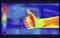 Illustration vector graphic of thermal Image Scanning Closeup of male hand showing thumbs up sign against on blurred background.