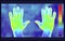 Illustration vector graphic of thermal Image Scanning Two human hands on blurred background. Electromagnetic spectrum. infrared