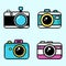 Illustration vector graphic of types of modern camera types