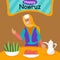 illustration vector graphic of a woman is preparing equipment to commemorate nowruz day