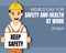 illustration vector graphic of a worker holding a work safety warning sign