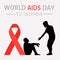 Illustration vector graphic for world aids day with silhouette of a person helping someone