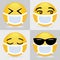 ILLUSTRATION VECTOR GRAPICH OF YELLOW EMOTICON USING MASK. SET 4