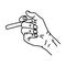 Illustration vector hand drawn of hand holding cigarette.