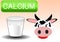 Illustration vector of milk glass and cow