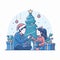 Illustration Vector share Happiness with Friend - Happy Christmas Vector Illustration