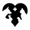 Illustration veterinary emblem pet silhouettes on black heart background