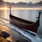 Illustration of a Viking Longship at sunrise