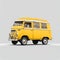 Illustration of a vintage yellow van on white infinite background.