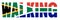 Illustration of Walking logo with South African flag overlaid on text