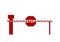 Illustration of a warning fence of a barrier in red and white. Stop sign.