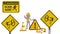 Illustration warning icons, warning scam alert sign in left and right, yellow exclamation point signs