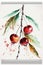 illustration of watercolor painting cherries on the white background