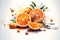illustration of watercolor painting oranges on the white background