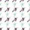 Illustration watercolor pattern objects bird hummingbird green leaves