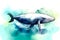 Illustration of a watercolor whale, harmonizing with oceanic hues ai generation