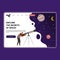 Illustration for web page or landing page, flat design style, a man is observing space with binoculars