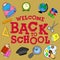 Illustration `welcome back to school`, School set,