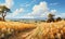 An illustration of wheat fields