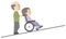 Illustration of wheelchair assistance pushing uphill