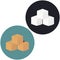 Illustration of white and brown sugar cubes. Vector icon