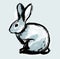 Illustration. A white rabbit on an isolated background. Drawing in the style of a careless retro sketch by hand.
