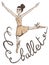 Illustration of a woman ballet dancer with ballet written in ribbon