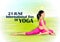 Illustration of woman doing yoga pose on poster design for celebrating International Yoga Day