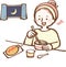 Illustration of a woman eating her evening meal