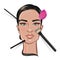 Illustration of a woman face with makeup tools