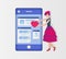 illustration a woman gives a heart icon for social media issues