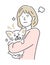 Illustration of a woman holding a dog | angry, frustrated