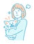 Illustration of a woman holding a dog | angry, frustrated