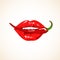 Illustration of woman lips with chili pepper