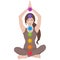 Illustration of a woman sitting in yoga lotus pose with colorful chakras