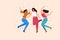 Illustration of women dancing and jumping out of joy