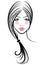 Illustration of women ponytail hair style icon, logo women face