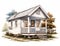 Illustration of wooden rustic house farmhouse