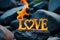 Illustration of the word LOVE - Fire theme