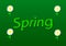 Illustration, write spring with daisy flowers in a green background