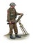 Illustration of a WW2 British soldier with a mortar