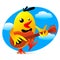Illustration of a yellow bird playing guitar