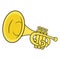 Illustration of a yellow brass trumpet