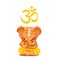 Illustration yellow Ganesh with Om symbol.