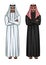 Illustration of young arabic businessmen wearing traditional clothes black and white colors.
