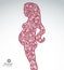 Illustration of a young beautiful pregnant woman. Flower-patterned image of a female heavy with child. Stylized picture