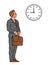 Illustration young businessman is punctual in time