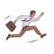 Illustration young businessman runs with a briefcase